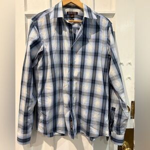 Michael Kors Blue and White Plaid Shirt